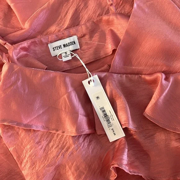 NWT Steve Madden - Christina Ruffle Satin Midi Dress - Picture 10 of 10